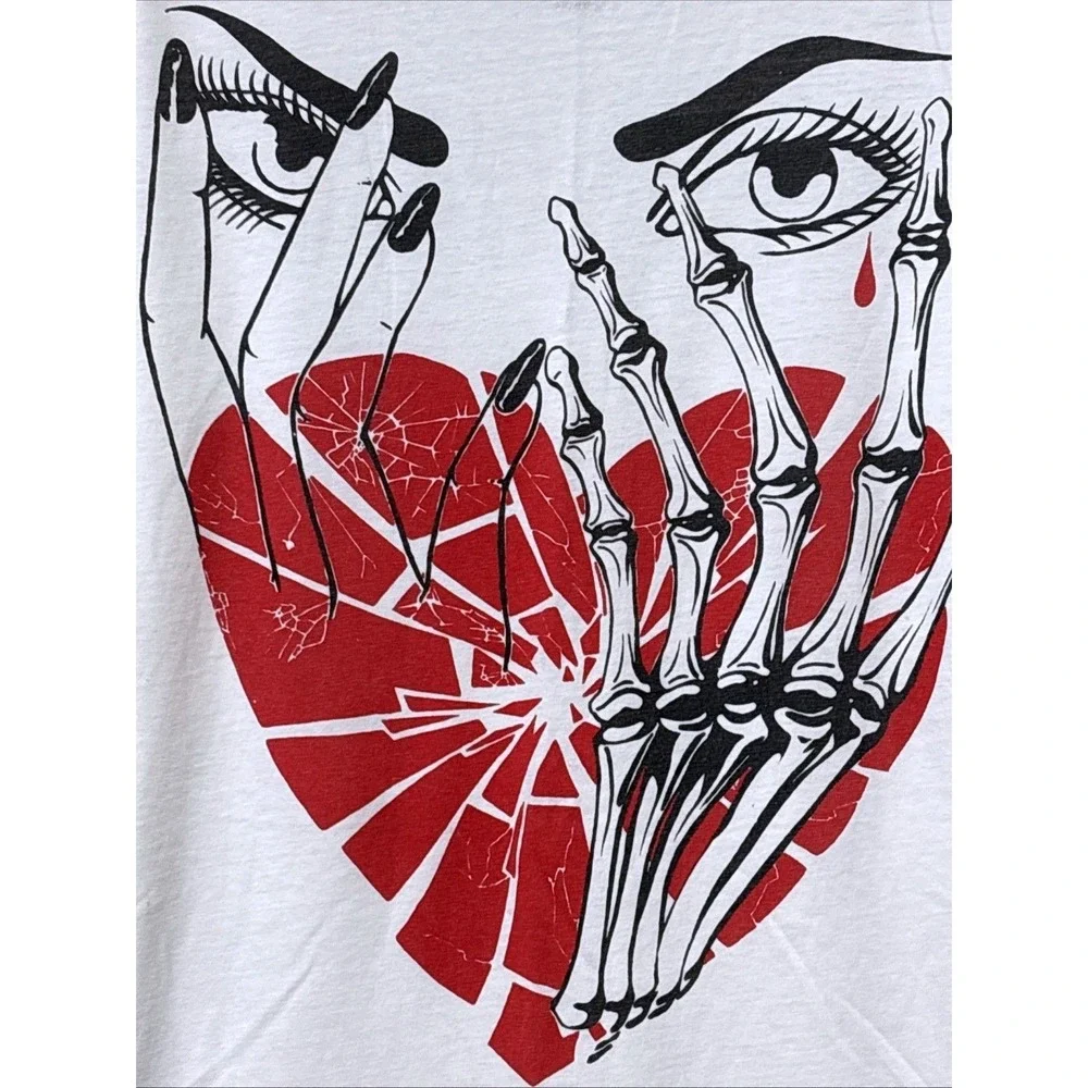 ALLSAINTS Shattered Heart Tee‎ Men's Small White Oversized Fit Relaxed T-shirt